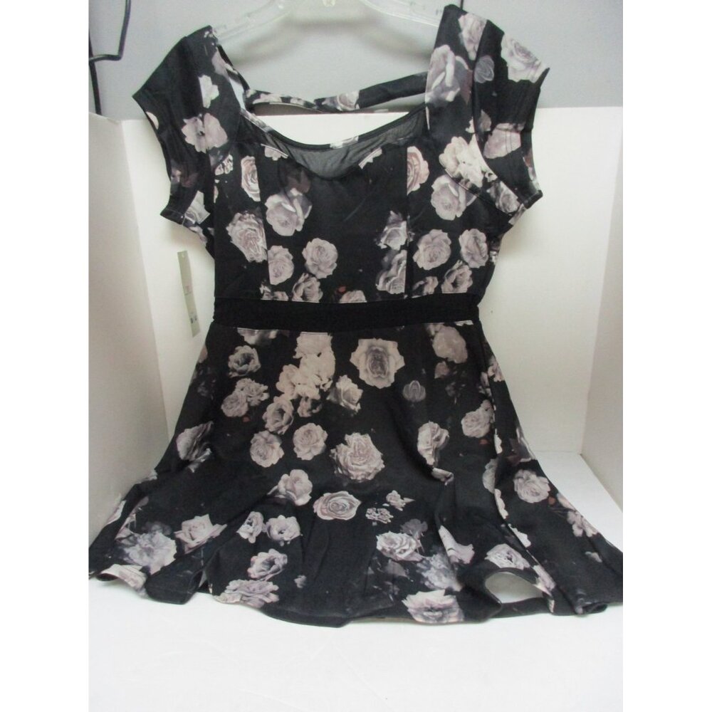 Sugar Kisses Women's Plus  Black Floral Dress 2X New